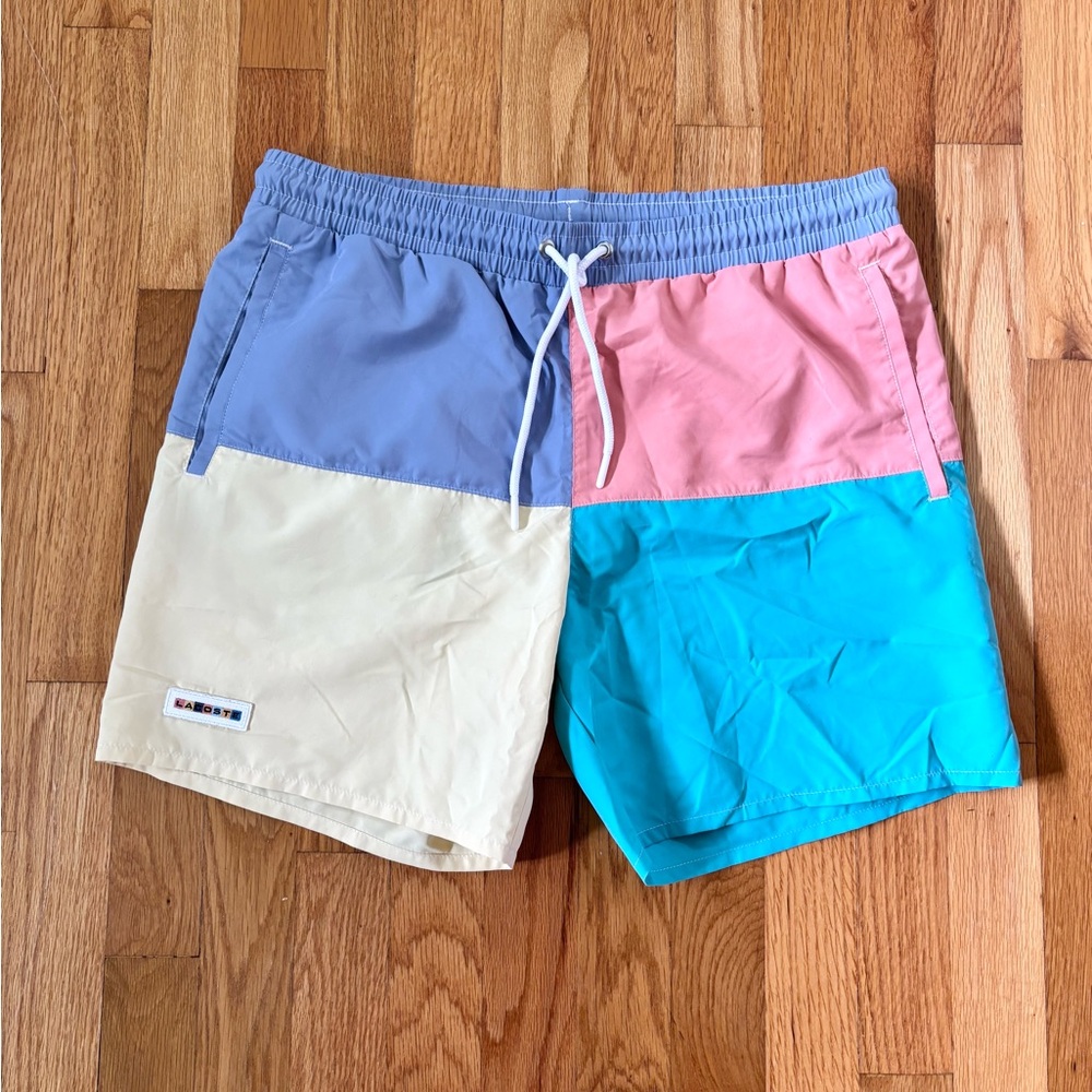 Lacoste Colorblock Athletic Swim Trunk Shorts